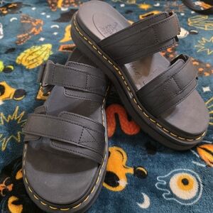Dr. Martens Black Sandals with Yellow Stitching